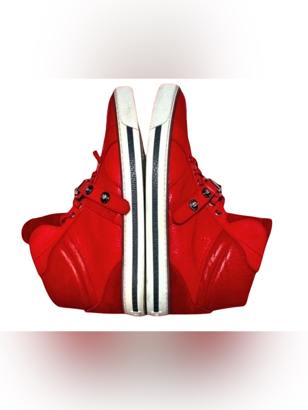 Versace Red Leather High-Top Sneakers | Medusa Hardware | Luxury Streetwear